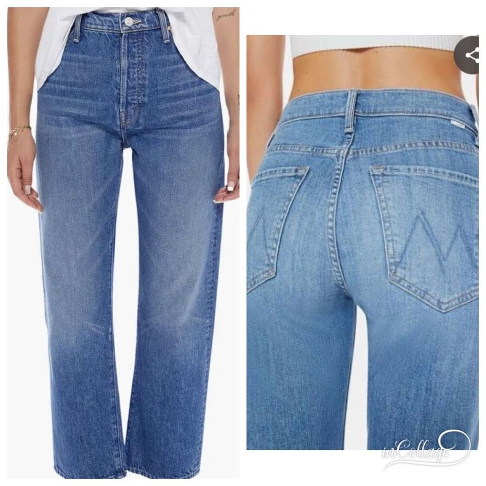 MOTHER Blue High-Rise Ankle Crop Jeans